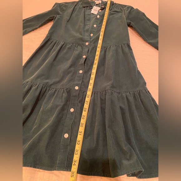 NWT - J. Crew Deep Green Long Sleeve Corduroy Shirtdress - Picture 4 of 6